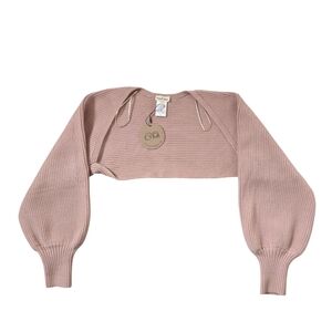 Pink Ribbed Knit Bolero Sweater